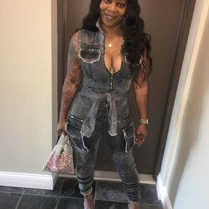 Black Denim Jumpsuit